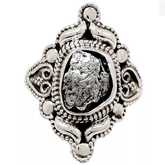 Earth Art hand crafted artisan Jewelry - Genuine Meteorite sterling silver ring